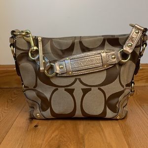 VINTAGE Authentic Coach 10619 Carly Brown Tote Purse Signature Hobo Shoulder Bag